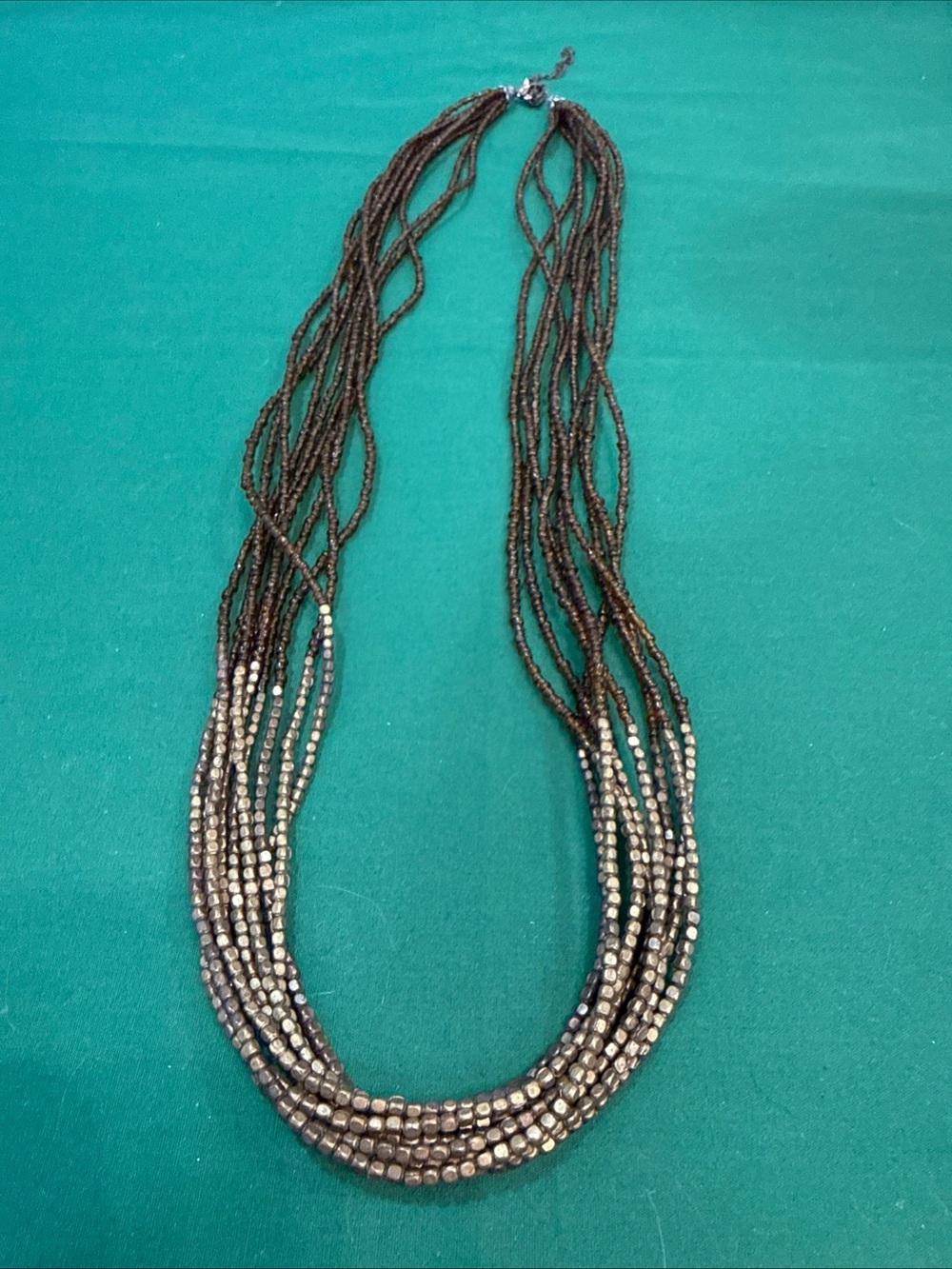 Multi strand Necklace W/Brown & Bronze Seed Beads. 5F